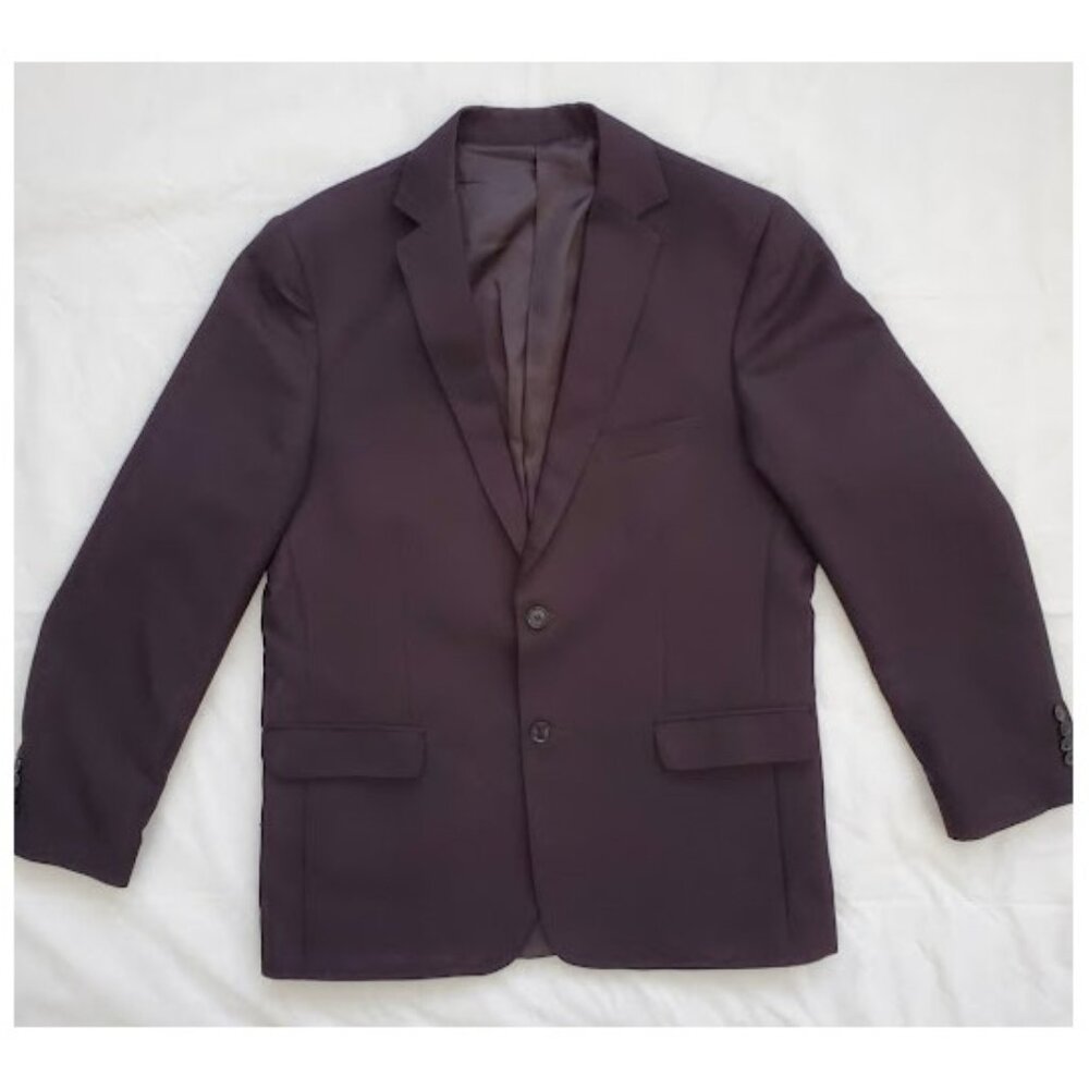 Premium Black Virgin Wool Sport Coat Two-Button Dual-Vent Suit Jacket Sz 42